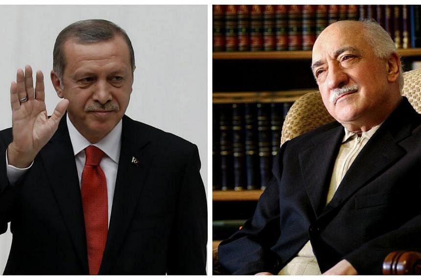 Turkish President Recep Tayyip Erdogan (left) said on Saturday he is closely following an inquiry into US-based Islamic preacher Fethullah Gulen (right) and media outlets close to him and dismissed criticism that the case is politically motivated. --