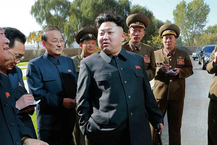 North Korean leader Kim Jong Un in an undated photo released by North Korea's Korean Central News Agency Oct 17, 2014. As one of the world's most impoverished powers, North Korea would struggle to match America's military or economic might, but appea