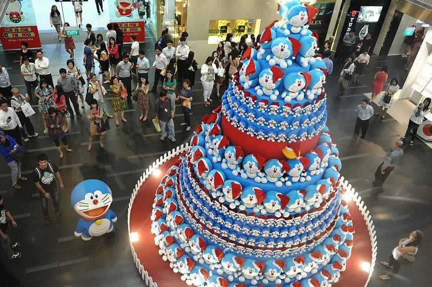 The Doraemon Tree at One Raffles Place.&nbsp;-- PHOTO: OUB CENTRE LIMITED&nbsp;