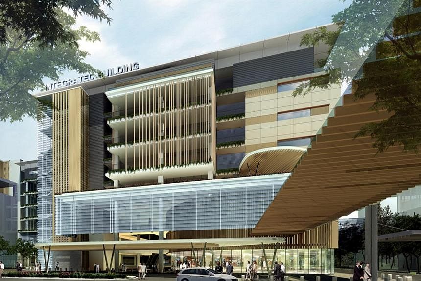 An artist's impression of the Integrated Building (IB) at Changi General Hospital (CGH). It opened on Thursday morning, adding two wards of 30 beds each to help slightly ease a severe bed crunch in Singapore's public hospitals. -- PHOTO: CHANGI GENER