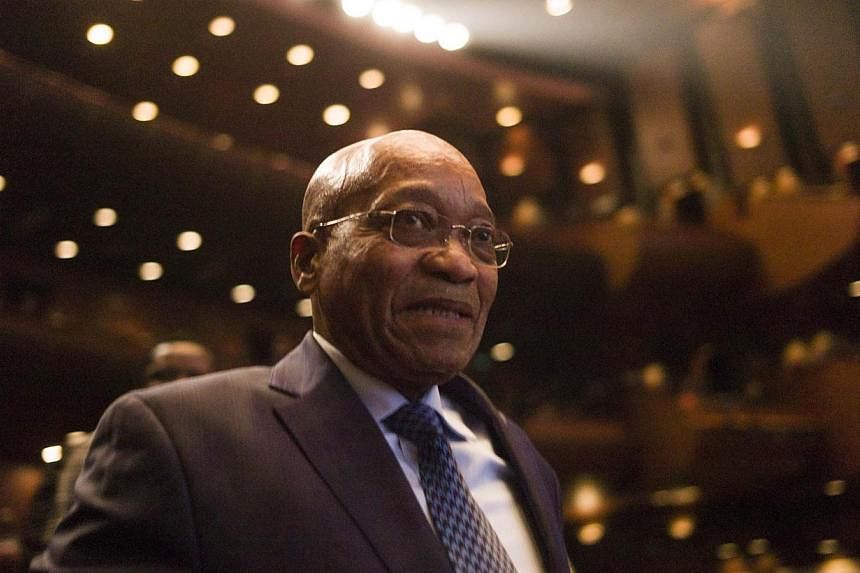 South African President Jacob Zuma prepares to deliver a speech during the closing ceremony of the 2014 Year of South Africa in China cultural exchange programme at the Tianqiao Theater in Beijing on Dec 5, 2014.&nbsp;South Africa's President Jacob Z