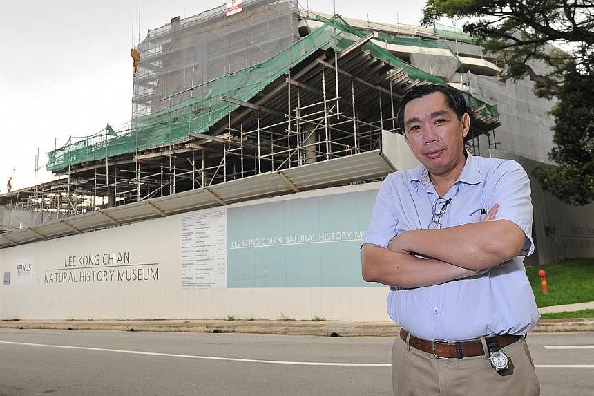 The writer at the site of the Lee Kong Chian Natural History Museum in April. He says the museum is not a mere sarcophagus of decaying carcasses. It is also a place that holds a huge body of knowledge, with great potentialities.