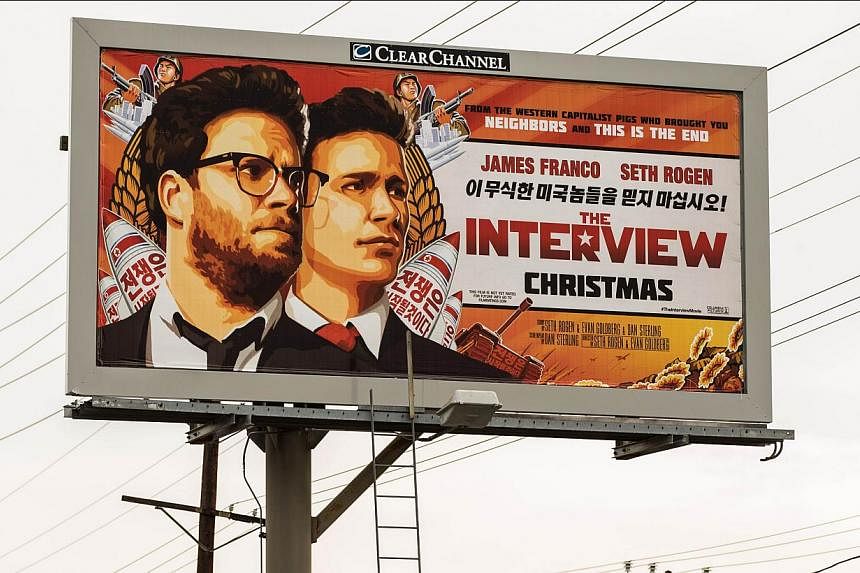 A billboard for the film The Interview is displayed on Dec19 in Venice, California. Sony first cancelled but today said it had authorised the release of the film after a hacking scandal that exposed sensitive internal Sony communications, and threate