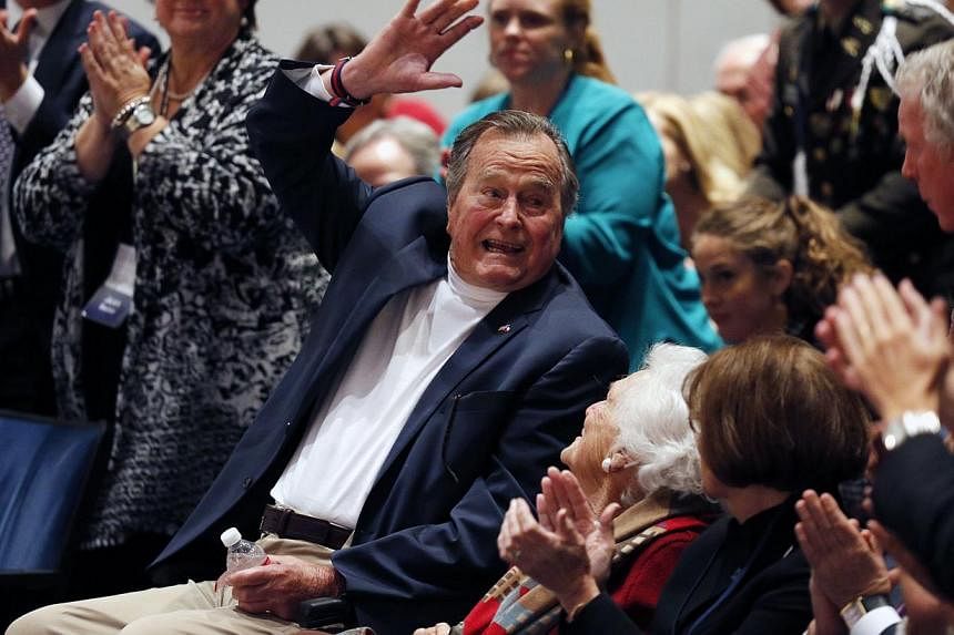 The oldest of the four living former US presidents, Bush, who uses a wheelchair, seemed frail in recent public appearances. -- PHOTO: REUTERS