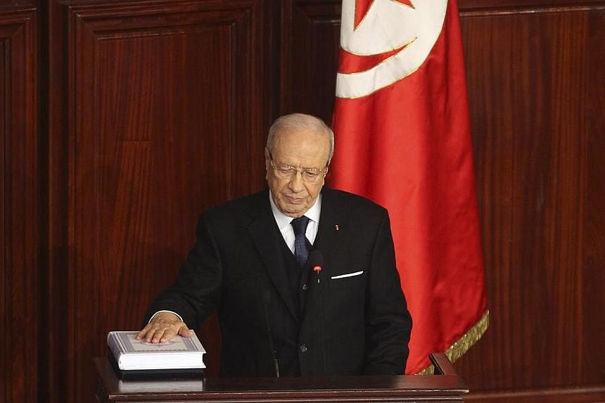 Tunisia's President Beji Caid Essebsi takes the oath of office at the constituent assembly in Tunis Dec 31, 2014. -- PHOTO: REUTERS