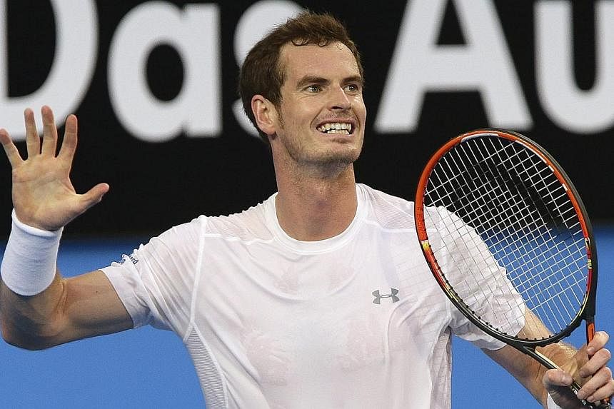 Andy Murray of Britain reacts after losing a point during his men's singles tennis match against Benoit Paire of France at the 2015 Hopman Cup in Perth on Jan 5, 2015. -- PHOTO: REUTERS