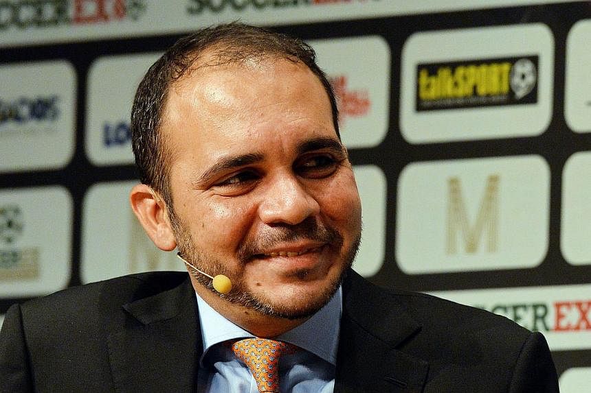 Fifa vice-president Prince Ali bin Al Hussein speaking during the Soccerex Global Convention 2014 in Manchester, north-west England, on Sept 8, 2014. Prince Ali said he would stand against incumbent Sepp Blatter for the presidency of world football's