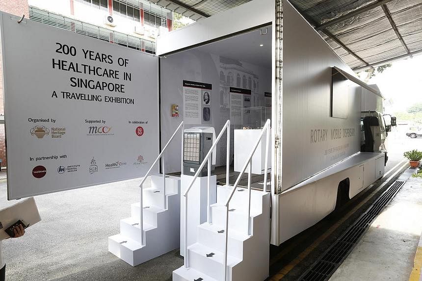 The National Heritage Board (NHB), in collaboration with the Museum Roundtable, has remodelled a truck and transformed it into a mobile dispensary which will house its travelling exhibition entitled 200 Years of Healthcare. -- ST PHOTO: LAU FOOK KONG