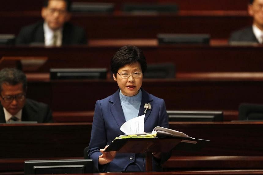 Hong Kong Chief Secretary Carrie Lam addresses a Legislative Council on a political reform consultation in Hong Kong on Jan 7, 2015.&nbsp;The Hong Kong government on Wednesday cemented its support for China's plan to pre-screen candidates for the cit