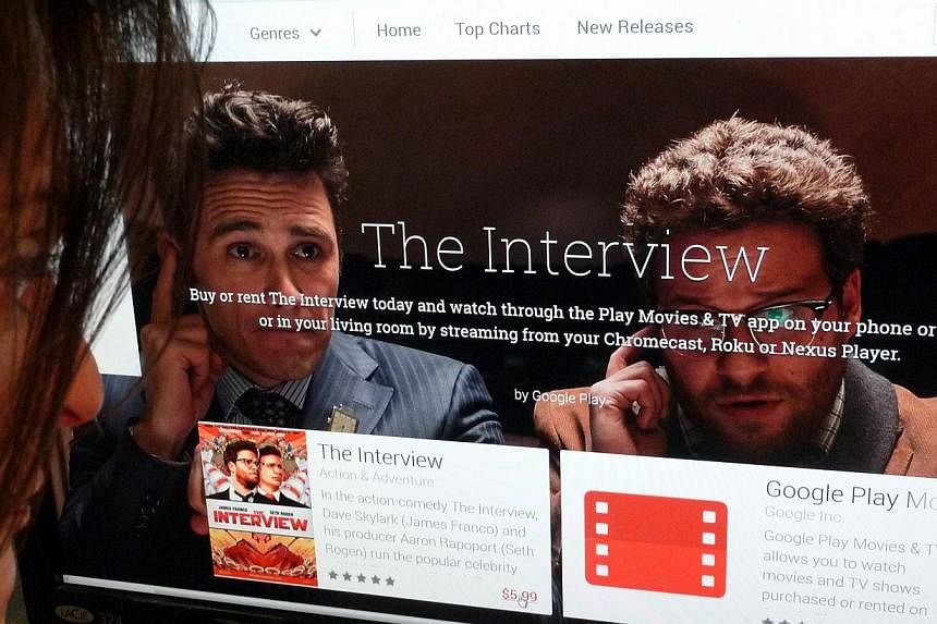 The Google Play purchase page for Sony film The Interview. The controversial North Korea satire has made over US$31 million (S$42 million) on the Internet and other small-screen formats, Sony's best-grossing online film ever. -- PHOTO: AFP
