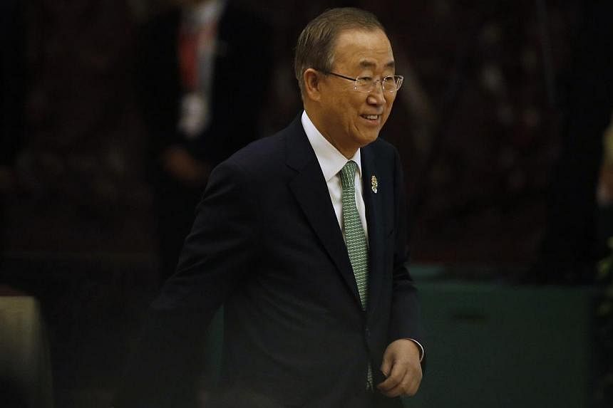 UN chief Ban Ki-moon (above) has accepted the request by Palestine to join the International Criminal Court (ICC), a move that would open the way for war crimes complaints against Israel. -- PHOTO: REUTERS