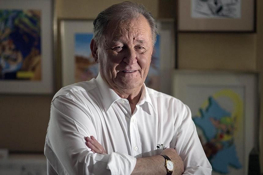An Oct 2, 2012 photo of French author and illustrator Albert Uderzo in his office in Neuilly-sur-Seine, outside Paris. The co-creator of legendary comic strip character Asterix came out of retirement to pen cartoons in memory of the victims of the ki