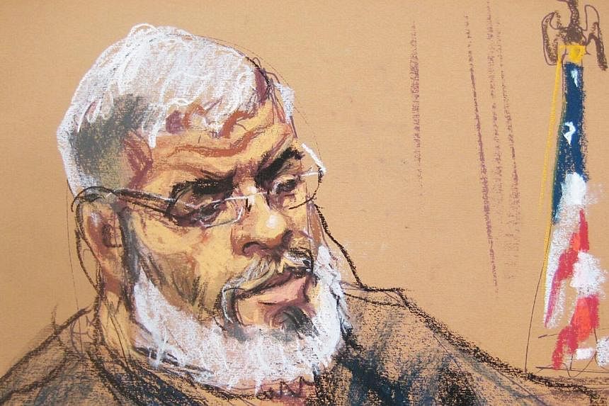 A courtroom sketch shows Abu Hamza, 56, appearing in US District court in Manhattan, New York, Jan 9, 2015. Radical imam Abu Hamza al-Masri was sentenced to life in prison on Friday, eight months after he was convicted of federal terrorism charges in
