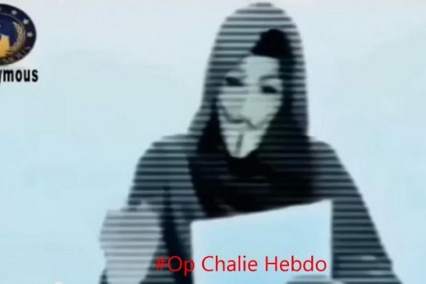 The group of "hacktivists" - activist computer hackers - that calls itself Anonymous posted a video in which a masked member, speaking in French, declares "war on you, the terrorists" for the attack in which 12 people were murdered, singling out the 