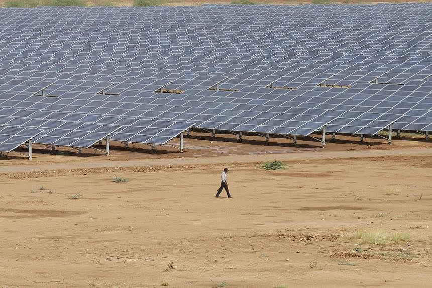 A solar power park in Charanka village in India's western state of Gujarat. -- PHOTO: ST FILE