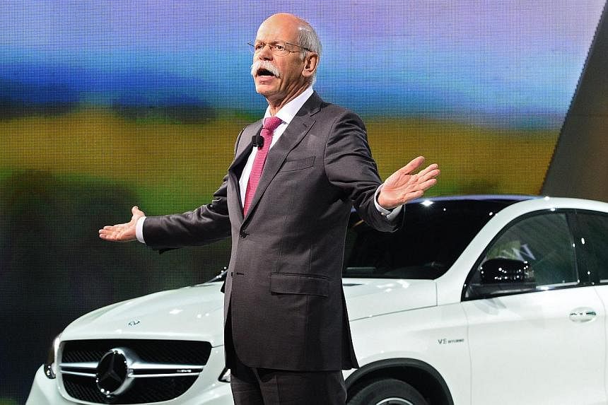 German businessman Dieter Zetsche, Chairman of the Board of Mercedes Benz, introduces the new Mercedes Benz GLE Coupe at the Mercedes Benz special event the day before the North American International Auto Show. -- PHOTO: EPA