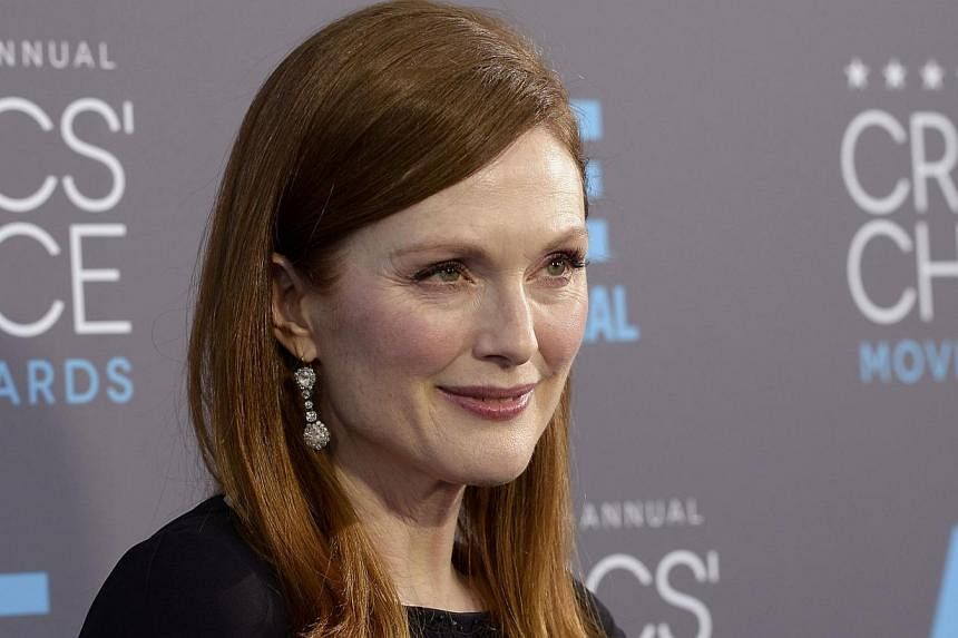 Actress Julianne Moore, star of Still Alice, arriving at the 20th Annual Critics' Choice Movie Awards in Los Angeles, California on Jan 15, 2015. This is the fifth time she has been nominated for an Oscar. -- PHOTO: REUTERS