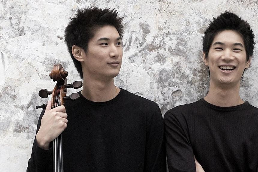 Twin cellists Ng Pei-Jee and Ng Pei-Sian will take the spotlight in prominent Finnish composer Kalevi Aho's Concerto For Two Cellos And Orchestra. -- PHOTO: SINGAPORE SYMPHONY ORCHESTRA