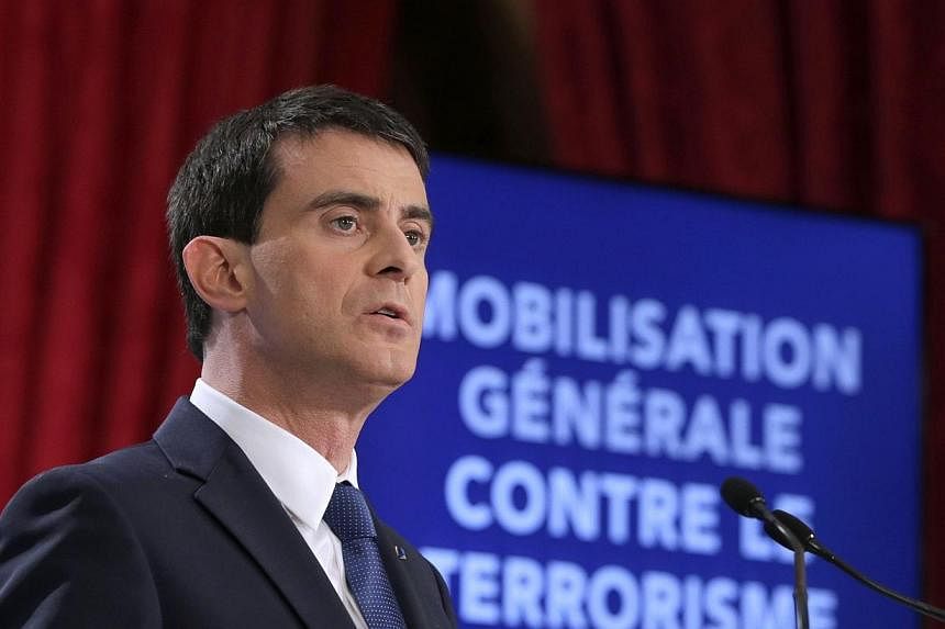 French Prime Minister Manuel Valls speaks during a press conference to unveil new security measures ahead of a defence council at the Elysee Palace in Paris on Jan 21, 2015.&nbsp;France will hire thousands more intelligence and counter-terrorism staf