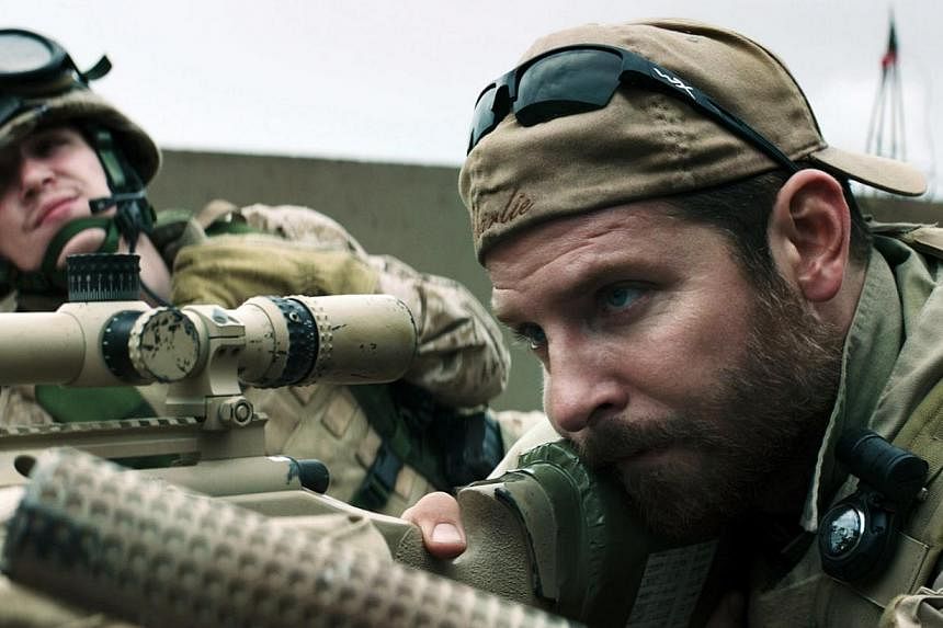 Sniper Chris Kyle (Bradley Cooper, above) is elevated into a man-myth in American Sniper because of his ability to kill with superhuman efficiency. -- PHOTO: GOLDEN VILLAGE
