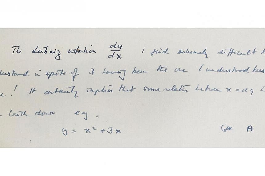 An undated handout image obtained Jan 20, 2015 courtesy of Bonhams Fine Books &amp; Manuscripts in New York shows a key handwritten scientific document by Alan Turing. The hidden manuscript written by British mathematician and code breaker Alan Turin
