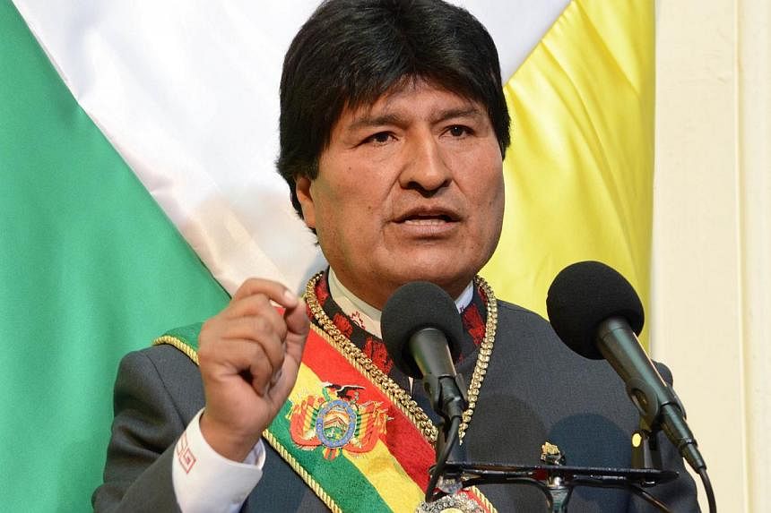 Bolivia's President Evo Morales speaks after he was sworn in for a third term in office, at the congress in La Paz on Jan 22. -- PHOTO: REUTERS