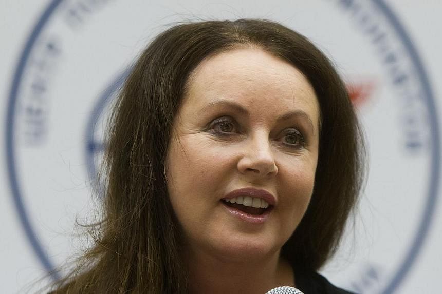 British singer Sarah Brightman speaking at a press conference at the Gagarin cosmonaut training centre in Star City, outside Moscow, on Jan 19, 2015. The soprano has started a gruelling 72-hour survival course in a snowy Russian forest to train for h