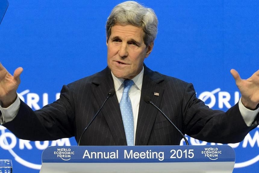 US Secretary of State John Kerry spoke at length of the horrors inflicted by Boko Haram, the Islamic State group and Al-Qaeda in an impassioned speech in Davos. --PHOTO: EPA&nbsp;