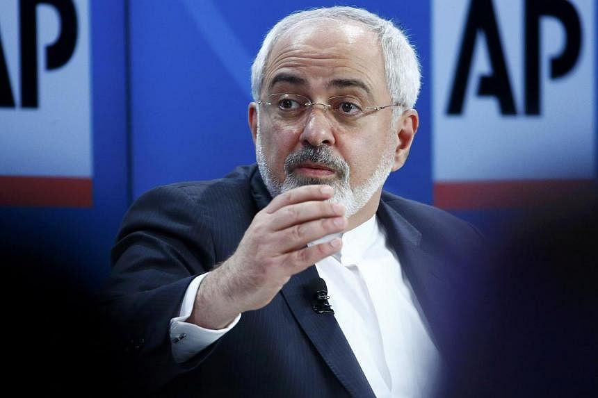 Iran's Foreign Minister Mohammad Javad Zarif speaking during the session The Geopolitical Outlook in the Swiss mountain resort of Davos on Jan 23, 2015. Mr Zarif arrived in Saudi Arabia for a rare visit to the regional rival to offer condolences afte