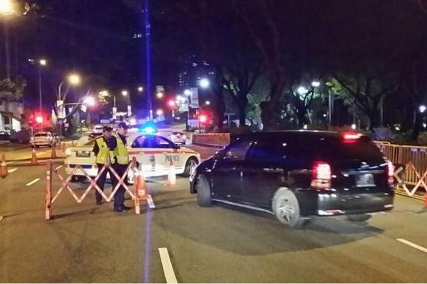 A total of 48 drivers were stopped and tested for alcohol consumption at various road blocks set up across Singapore. -- PHOTO: SINGAPORE POLICE FORCE