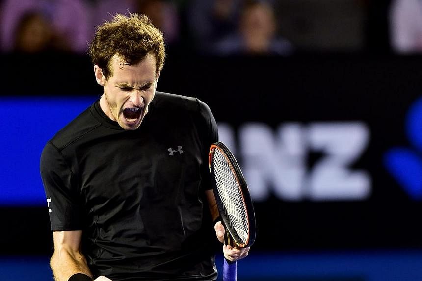Andy Murray of Great Britian reacts as he wins the second set from Nick Kyrgios of Australia during their quarter final match at the Australian Open at Melbourne Park, Melbourne, Australia, on Jan 27 2015.&nbsp;British sixth seed Andy Murray proved t