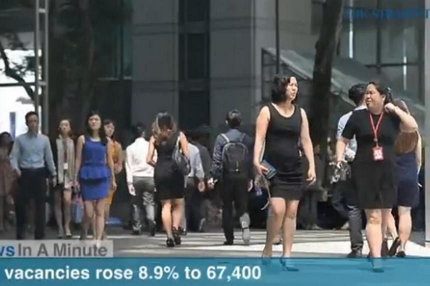 In today's News In A Minute, we how the number of job vacancies rose 8.9% to 67,400 as of September last year compared to the year before. -- SCREENGRAB FROM RAZORTV