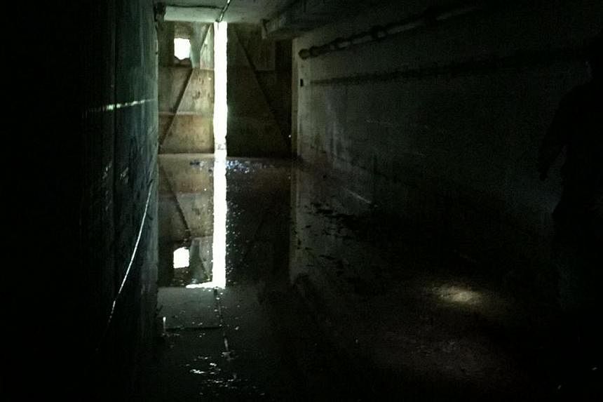 A view of doors from inside the bunker. --&nbsp;ST PHOTO: MELODY ZACCHEUS