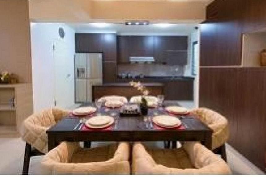 The new five-room showflat with an open kitchen concept. -- PHOTO: HDB