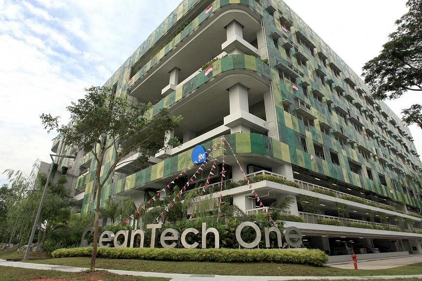The CleanTech One building located within CleanTech Park, a 50-ha eco-business and technology park developed by JTC. -- PHOTO: ZAOBAO