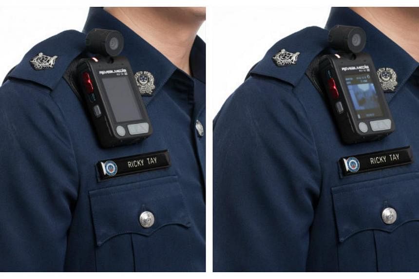Officers from Bukit Merah West Neighbourhood Police Centre (NPC) will be the first to don body-worn cameras, starting Friday. -- PHOTO: SINGAPORE POLICE FORCE