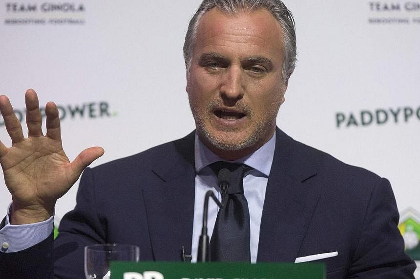 Former footballer David Ginola of France announcing his campaign to stand for the Fifa presidency in London on Jan 16, 2015. -- PHOTO: REUTERS