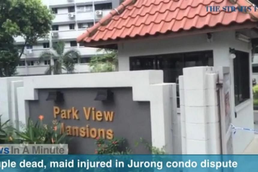 In today's News In A Minute, we look at a couple who died from their injuries after a dispute at a condominium in Yuan Ching Road in the Jurong Lake area on Friday morning.&nbsp;-- SCREENGRAB FROM RAZORTV