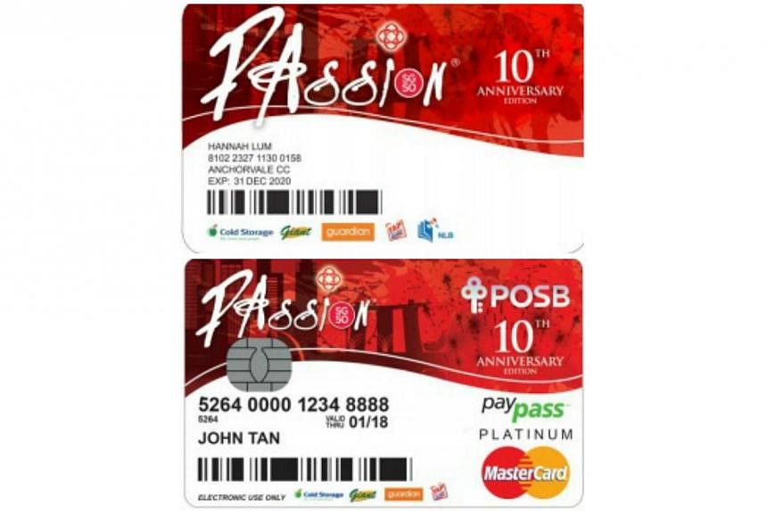 The SG50 commemorative edition PAssion card (top), which can be used as an EZ-link card, and commemorative edition PAssion POSB debit card. -- PHOTO: PEOPLE'S ASSOCIATION&nbsp;