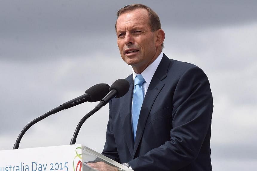 Australian Prime Minister Tony Abbott speaks during the Australia Day celebrations in Canberra, Australia on Jan 26, 2015.&nbsp;Australia's opposition Labor party pulled off an electoral upset on Saturday and looks set to oust the ruling Liberal-Nati