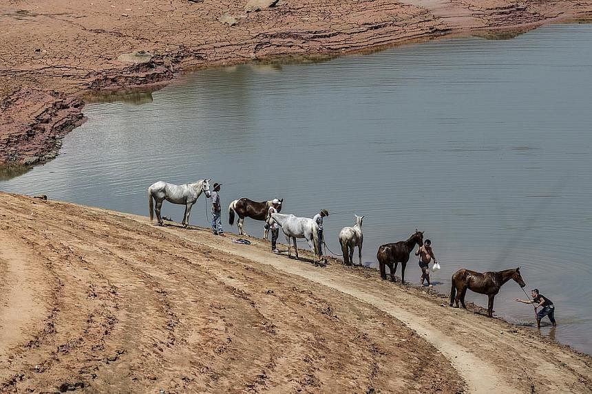 Water at an all-time low in the Jaguari reservoir in Brazil's Sao Paulo state last November. There are signs of water problems all over the globe.