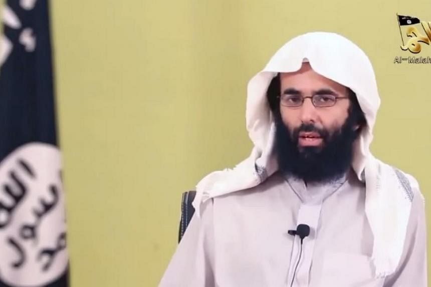 Ibrahim al-Rubaish in a screenshot from a video on YouTube.&nbsp;The ideological leader of Yemen-based Al-Qaeda in the Arabian Peninsula (AQAP) said Friday that France had surpassed the United States as the top enemy of Islam. -- PHOTO: YOUTUBE