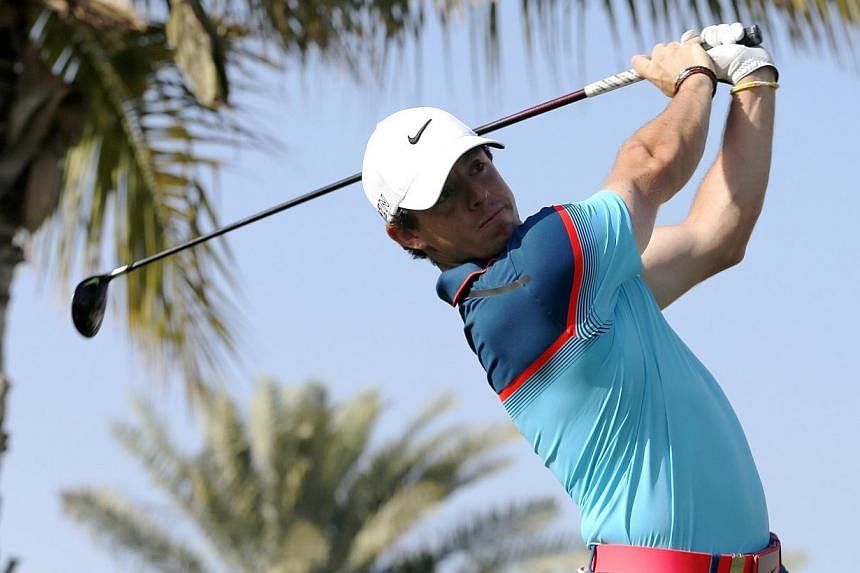 Rory McIlroy of Northern Ireland tees off on the 13th hole during the final round of the Dubai Desert Classic on Feb 1, 2015. The world No. 1 won with a final-round two-under par 70, matching the lowest winning score in the history of the tournament.
