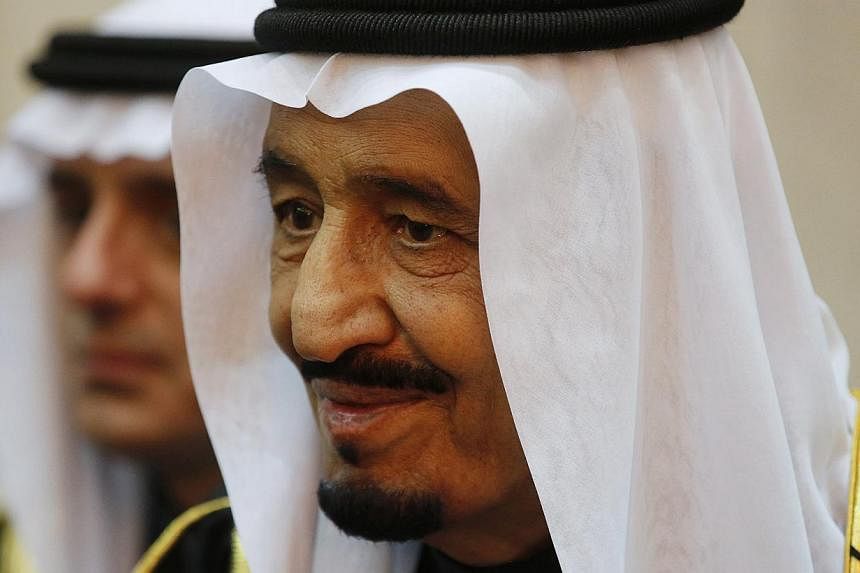 Saudi Arabia's King Salman is seen during US President Barack Obama's visit to Erga Palace in Riyadh on Jan 27, 2015.&nbsp;-- PHOTO: REUTERS