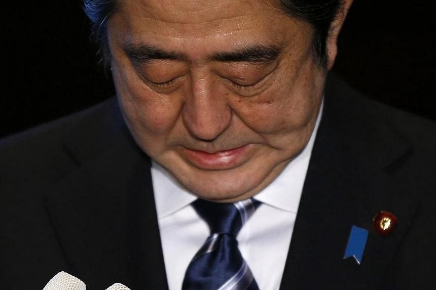 Japan's Prime Minister Shinzo Abe speaks to the media at his official residence in Tokyo Feb 1, 2015. -- PHOTO: REUTERS