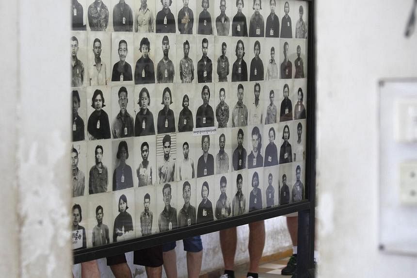 Photographs of Khmer Rouge victims are seen&nbsp;at the Tuol Sleng Genocide Museum, also known as the notorious security prison S-21, in Phnom Penh on&nbsp;Jan 21, 2015. Cambodia's UN-backed court on Monday, Feb 2, heard a former prisoner say he help