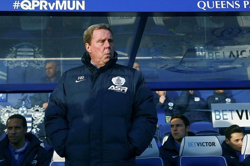 Queens Park Rangers manager Harry Redknapp looks on before their English Premier League football match against Manchester United, at Loftus Road in London on Jan 17, 2015. Redknapp has resigned as the manager of QPR, the club said on Tuesday. -- PHOT