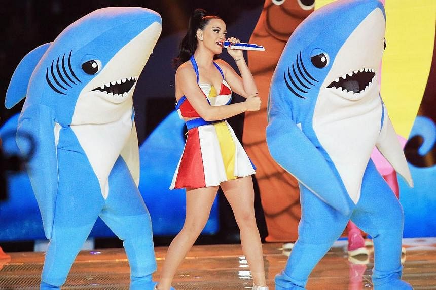 Recording artist Katy Perry performing during the Pepsi Super Bowl XLIX Halftime Show at the University of Phoenix Stadium on Feb 1, 2015 in Glendale, Arizona. -- PHOTO: AFP