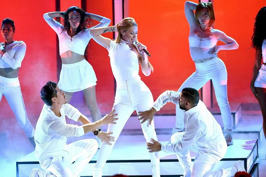 Hip-hop artist Iggy Azalea performs at the 41st Annual People's Choice Awards in Los Angeles, California, on Jan 7, 2015. -- PHOTO: AFP&nbsp;