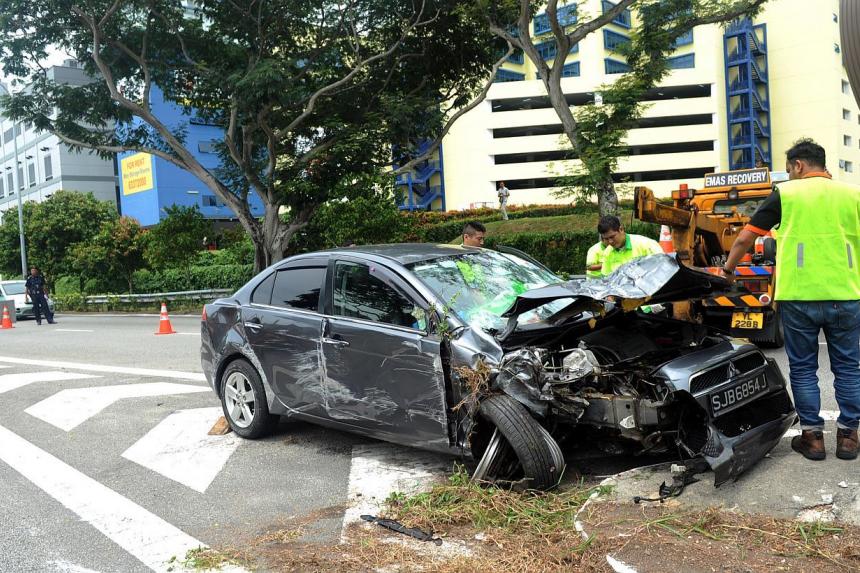 Car flips upright in PIE accident near Tampines Ave 5 The Straits Times